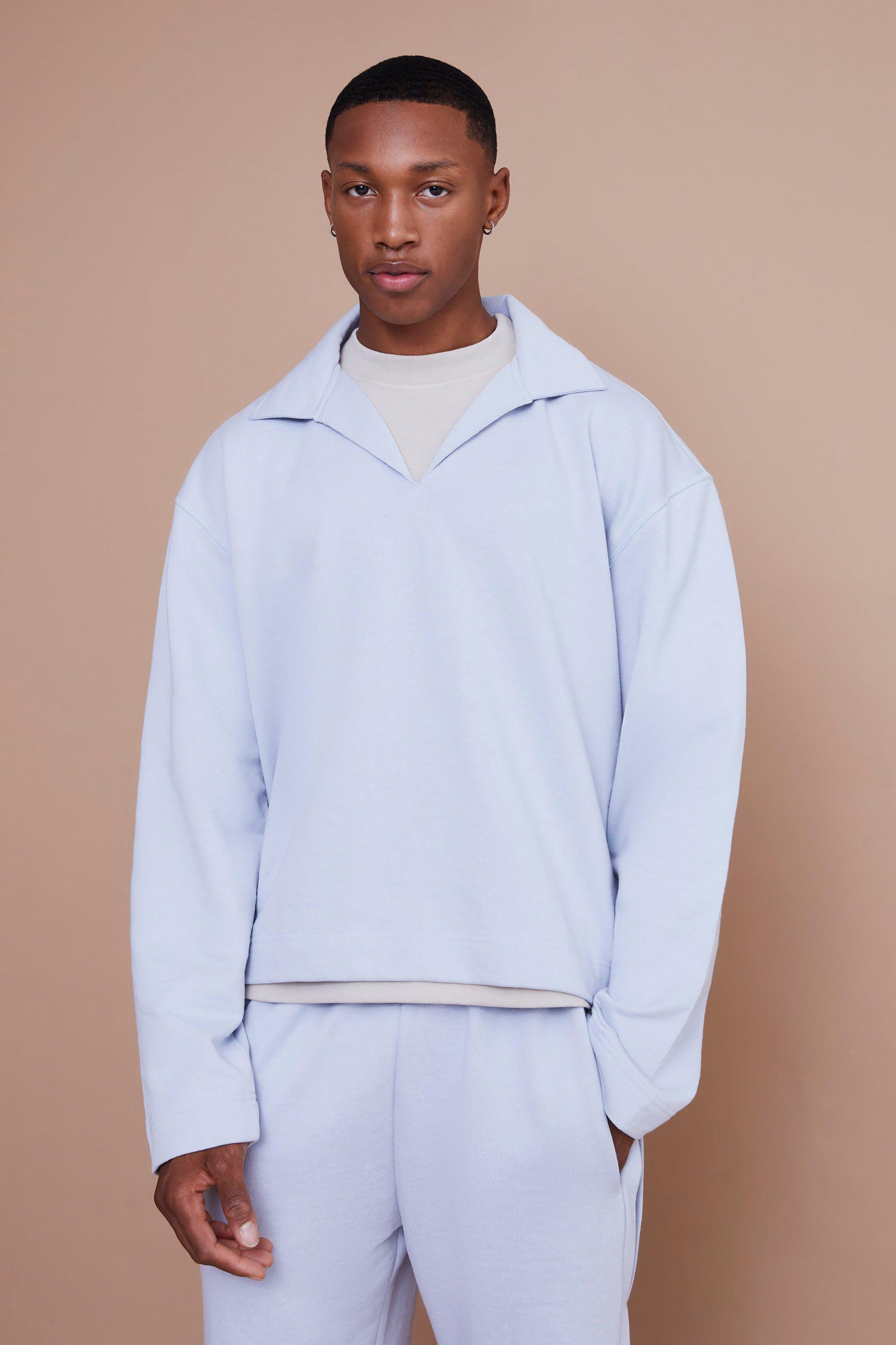 Oversized Boxy Open Collar Heavyweight Sweat